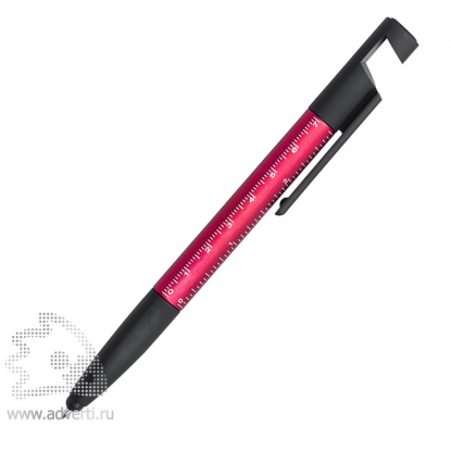 Пластиковая многофункциональная ручка, красная