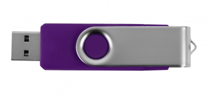Флешка TWIST OTG, фиолетовая, вид сверху, сторона с usb