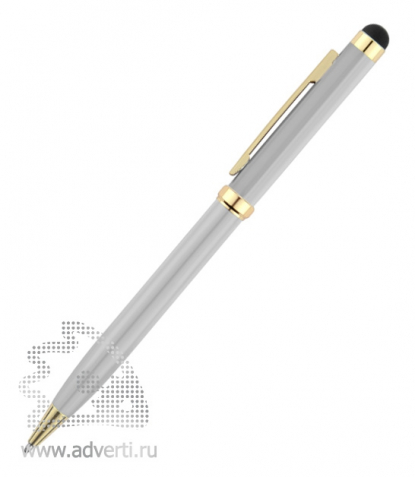 Ручка-стилус шариковая Голд Сойер, серебристая, вид сбоку