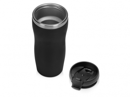Термокружка Mony Steel soft-touch, черная, открытая
