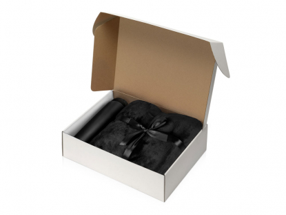 Подарочный набор Dreamy hygge с пледом и термокружкой, черный, в коробке