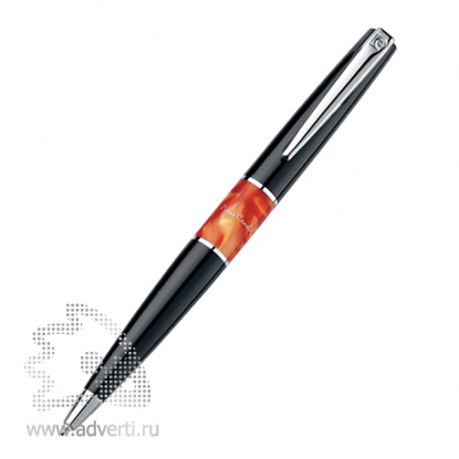 Шариковая ручка Libra Black, чёрная с оранжевым