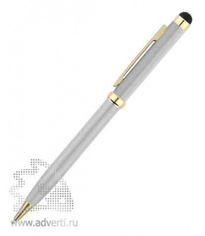 Ручка-стилус шариковая Голд Сойер, серебристая, вид сбоку