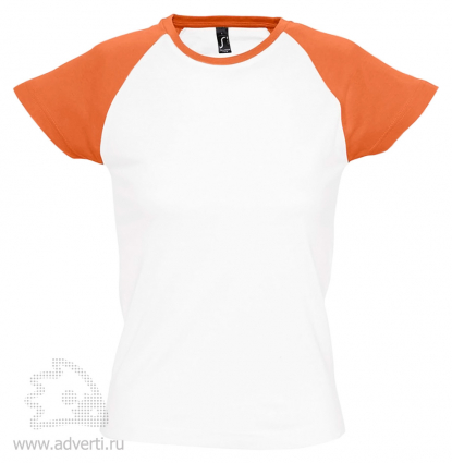 Футболка двухцветная Milki 150, женская, белая с оранжевым