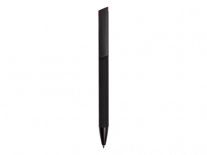 Ручка металлическая шариковая Taper Metal soft-touch, черная с красным