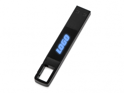 USB 2.0- флешка на 32 Гб c подсветкой логотипа Hook LED, белая подсветка, синяя подсветка