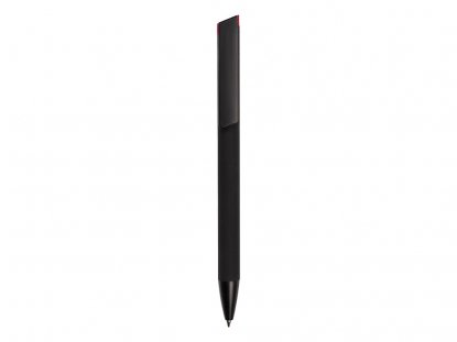 Ручка металлическая шариковая Taper Metal soft-touch, черная с красным