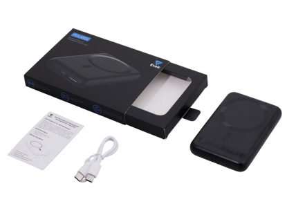 Магнитный внешний беспроводной аккумулятор Polarix, QC/PD, 10000 мАч, черный