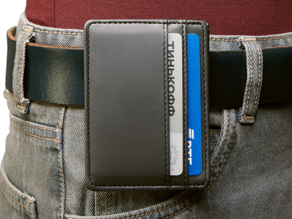 Картхолдер для двух карт и наличных денег с зажимом Crave, черный