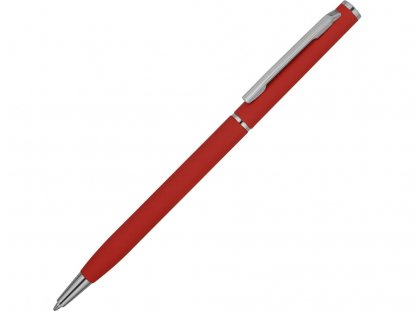 Ручка металлическая шариковая Атриум софт-тач, красная