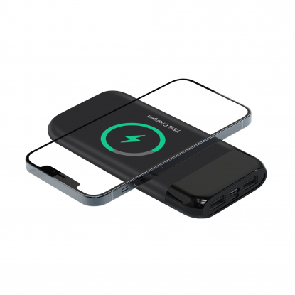 Беспроводное зарядное устройство ShineMax SOFTTOUCH, 10000 mAh с подсветкой логотипа и цифровым индикатором заряда
