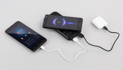 Беспроводное зарядное устройство Sticky SOFTTOUCH, 10000 mAh с подсветкой логотипа и присосками