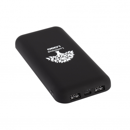 Беспроводное зарядное устройство Sticky SOFTTOUCH, 10000 mAh с подсветкой логотипа и присосками