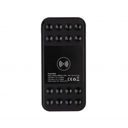 Беспроводное зарядное устройство Sticky SOFTTOUCH, 10000 mAh с подсветкой логотипа и присосками