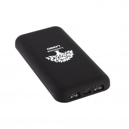 Беспроводное зарядное устройство Sticky SOFTTOUCH, 10000 mAh с подсветкой логотипа и присосками