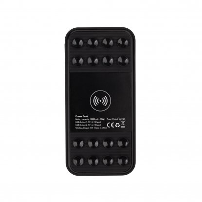 Беспроводное зарядное устройство Sticky SOFTTOUCH, 10000 mAh с подсветкой логотипа и присосками