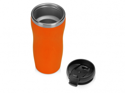 Термокружка Mony Steel soft-touch, оранжевая, открытая