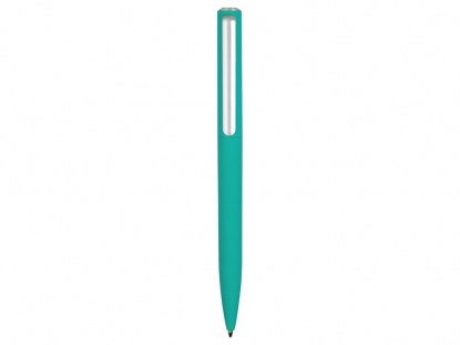 Ручка пластиковая шариковая Bon soft-touch, бирюзовая, вид сзади