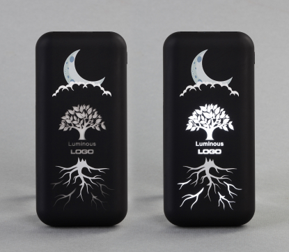 Беспроводное зарядное устройство Sticky SOFTTOUCH, 10000 mAh с подсветкой логотипа и присосками, черное