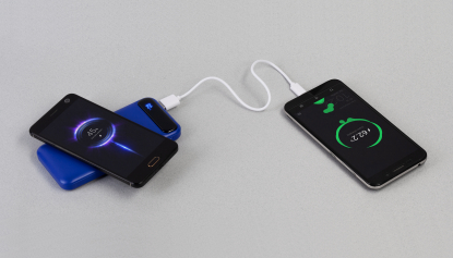 Беспроводное зарядное устройство Quantum, 10000 mAh с цифровым индикатором заряда, синее