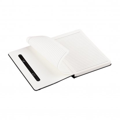 Блокнот с ручкой и вечным карандашом в пенале, с подставкой под смартфон, черный