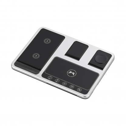Беспроводная (15W) зарядная станция Smart Lift с сенсорным подъёмным механизмом, часами и ночной подсветкой