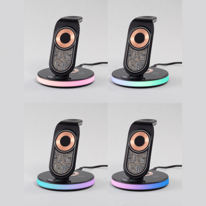 Беспроводная (15W) зарядная станция Tron с прозрачным корпусом и подсветкой