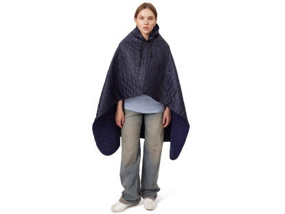 Плед-пончо 2-в-1 Cappy с капюшоном и мешком, темно-синий