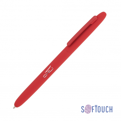 Ручка шариковая Vega, покрытие soft touch, красная