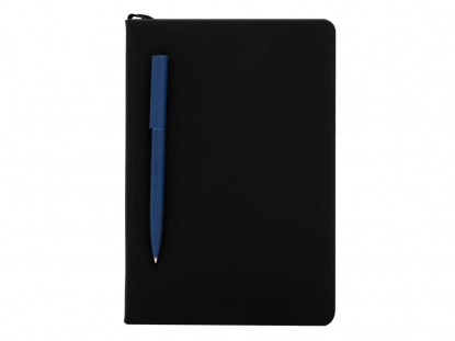 Бизнес-блокнот А5 С3 soft-touch с магнитным держателем для ручки, черный, пример использования