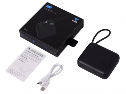 Внешний аккумулятор со встроенным кабелем Liri, QC/PD, 10000 мАч, черный