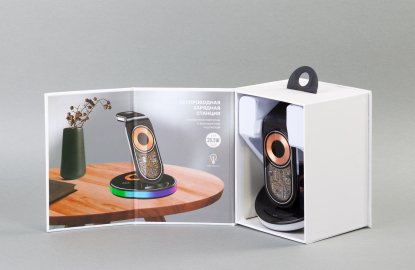 Беспроводная (15W) зарядная станция Tron с прозрачным корпусом и подсветкой