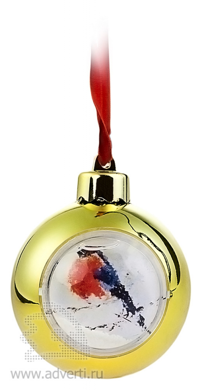 Елочный шар-шкатулка с падающим снегом, блестящий металлик/золотой