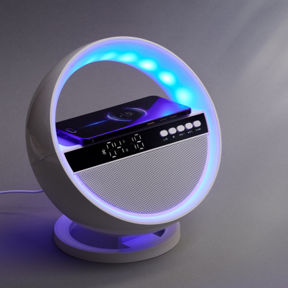 Bluetooth колонка Smart Orb 5Вт с беспроводным (15W) ЗУ, лампой, часами, FM радио
