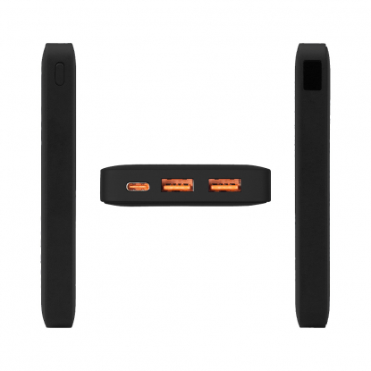 Внешний аккумулятор (powerbank) WeCharge Soft Touch, 10 000 mAH, Power Delivery (PD) 25.5W, со светящимся логотипом после гравировки, c цифровым дисплеем для контроля заряда, черный