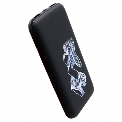 Внешний аккумулятор Kugo 10000 mAh с подсветкой гравировки, черный