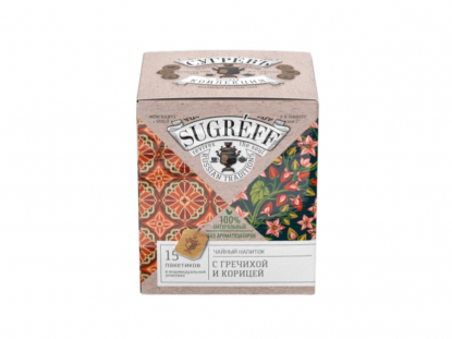 Чай в индивидуальных саше, 15 пакетиков, с гречихой и корицей, коричневый