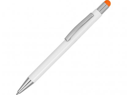Ручка металлическая шариковая Flowery со стилусом, оранжевая