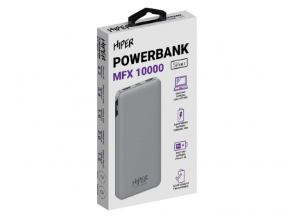 Портативный внешний аккумулятор MFX, 10000 mAh, серебристый, в коробке