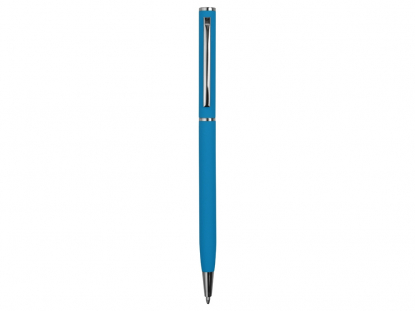 Ручка металлическая шариковая Атриум софт-тач, голубая, общий вид