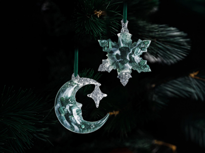 Набор елочных игрушек Полумесяц и Снежинка