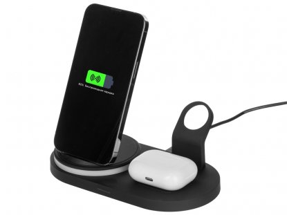 Складная зарядная станция с беспроводной зарядкой Flashport, 15 Вт, черная