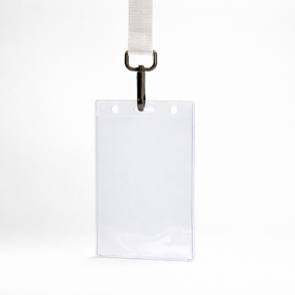 Лента для бейджа Flat, с карабином, белая