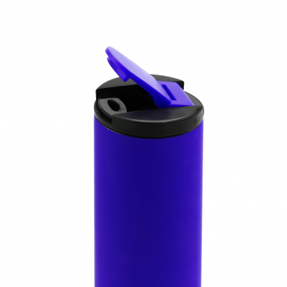 Термокружка с двойной металлической стенкой Rolly софт-тач, синяя