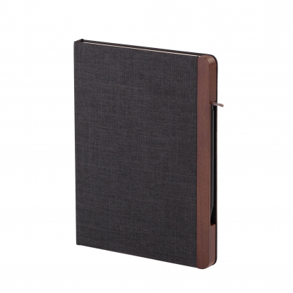 Блокнот Wood с ручкой в ореховом магнитном пенале, черный