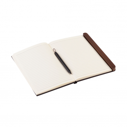 Блокнот Wood с ручкой в ореховом магнитном пенале, черный