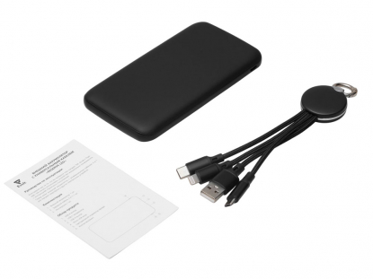 Набор из внешнего аккумулятора и универсального кабеля с подсветкой лого Reserve LED, 10000mAh, черный