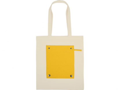 Складная хлопковая сумка для шопинга Gross с карманом, 180 г/м2, желтая