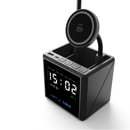 Лампа Smart Flex с беспроводным 3в1 (15W) ЗУ с MagSafe, часами, карандашницей и подсветкой логотипа