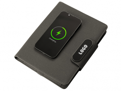 Подарочный набор Twilight, органайзер А5 с беспроводной зарядкой и металлическая шариковая ручка со светящимся логотипом